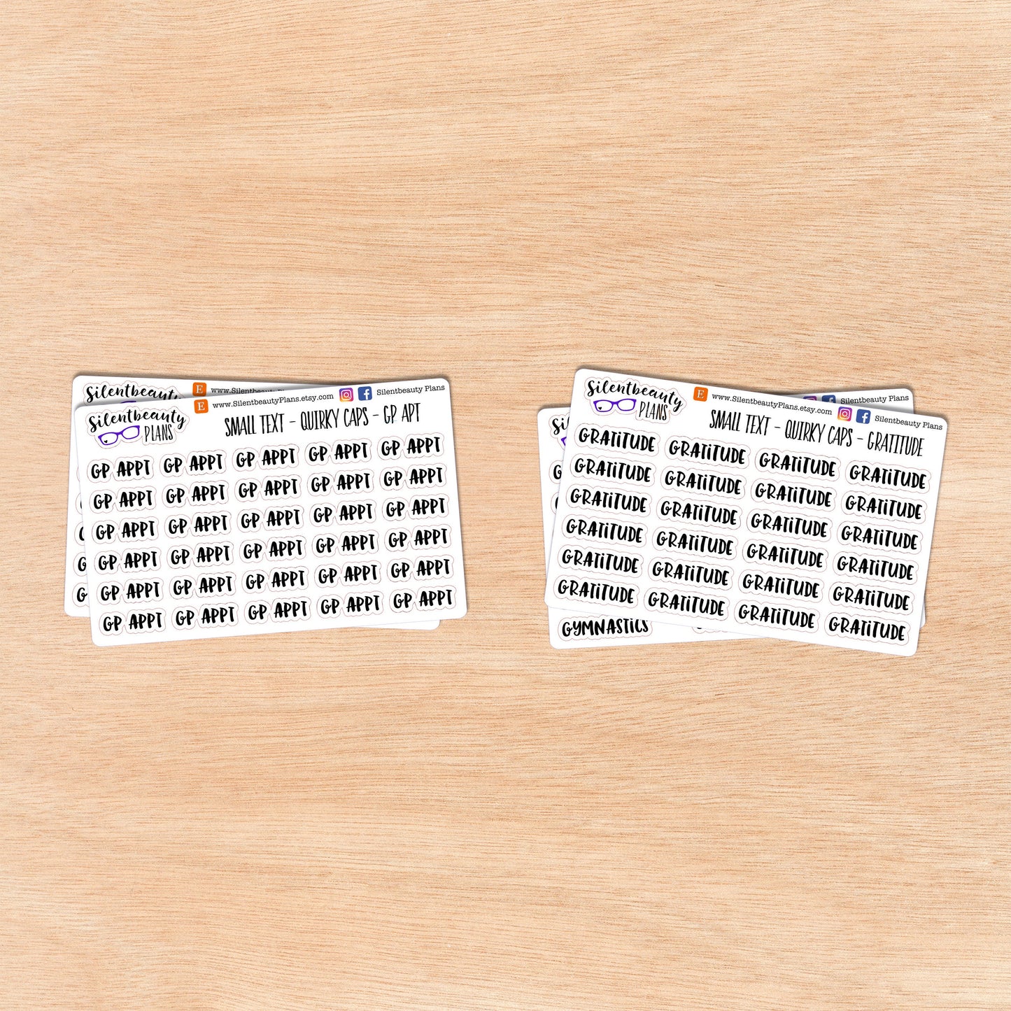 Tiny Text - G - Words & Phrases - Quirky Caps - Script Stickers