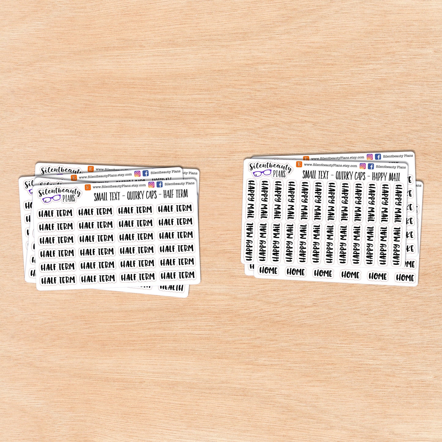 Tiny Text - H - Words & Phrases - Quirky Caps - Script Stickers