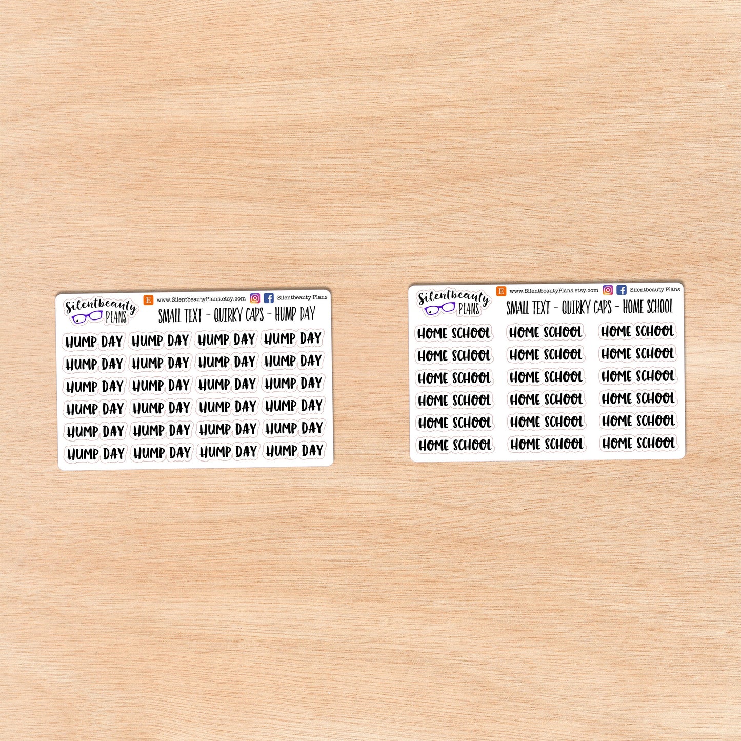 Tiny Text - H - Words & Phrases - Quirky Caps - Script Stickers