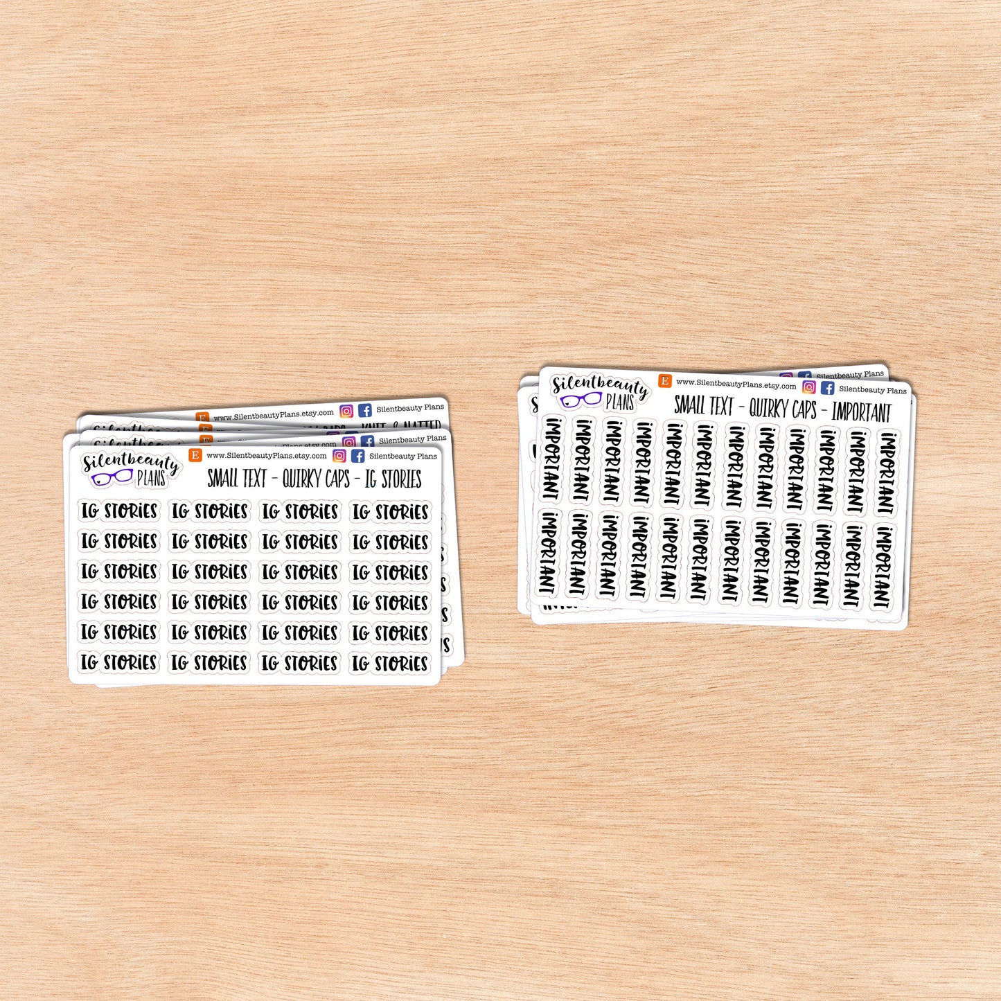 Tiny Text - I - J - K - Words & Phrases - Quirky Caps - Script Stickers