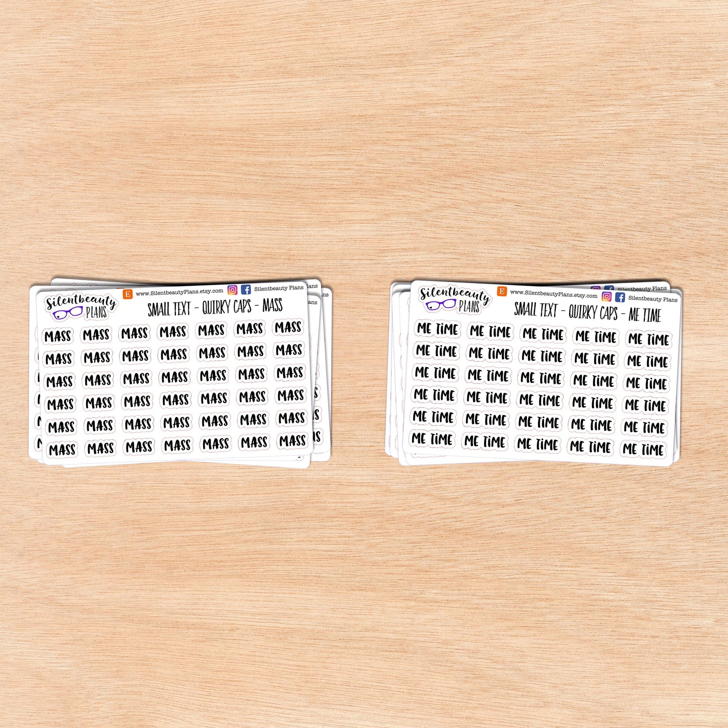 Tiny Text - M - Words & Phrases - Quirky Caps - Script Stickers