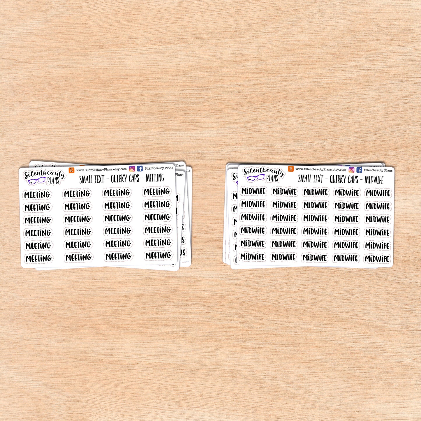 Tiny Text - M - Words & Phrases - Quirky Caps - Script Stickers