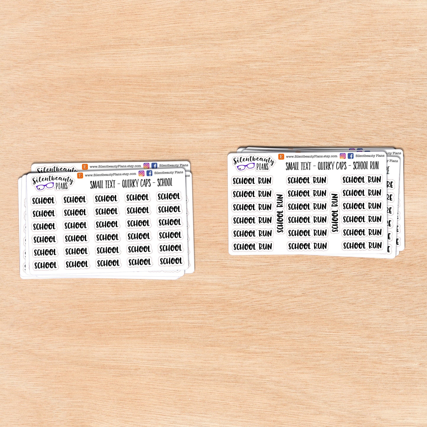 Tiny Text - R - S - Words & Phrases - Quirky Caps - Script Stickers