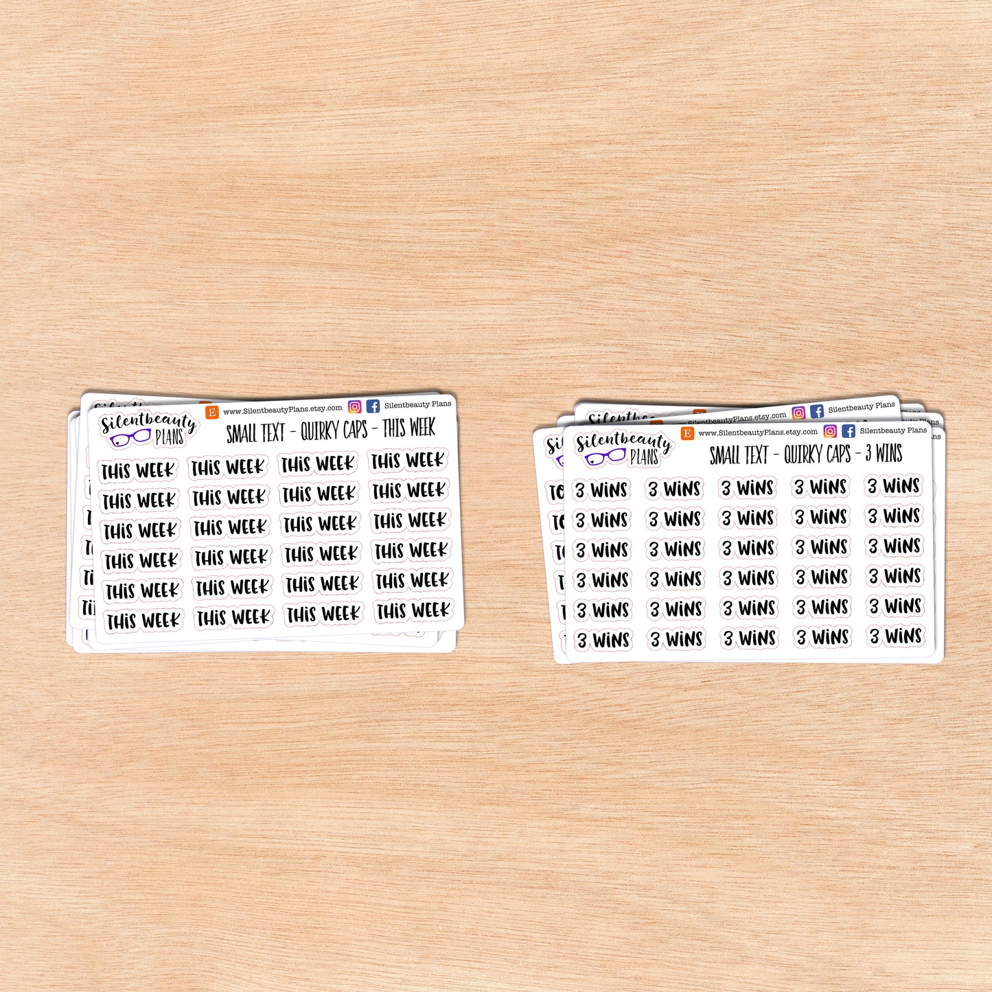 Tiny Text - T - Words & Phrases - Quirky Caps - Script Stickers