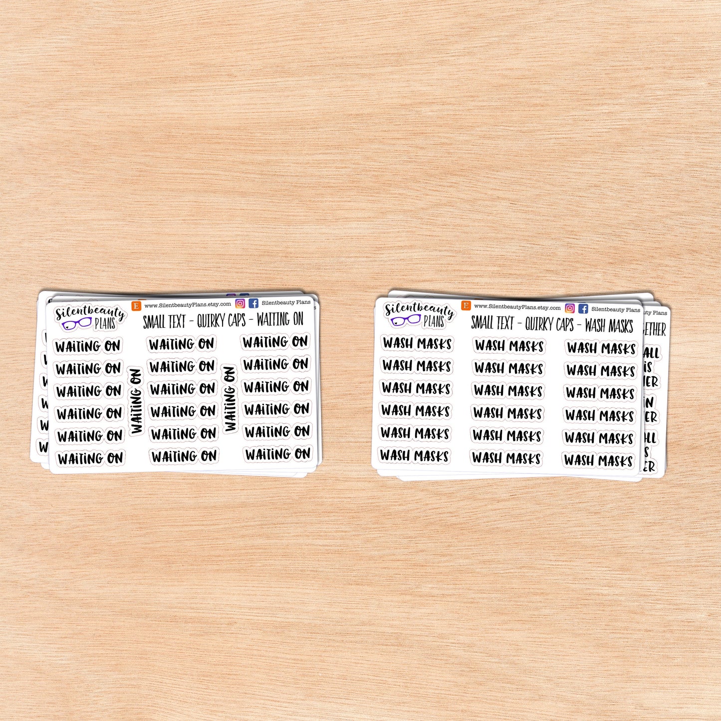 Tiny Text - U - V - W - Z - Words & Phrases - Quirky Caps - Script Stickers
