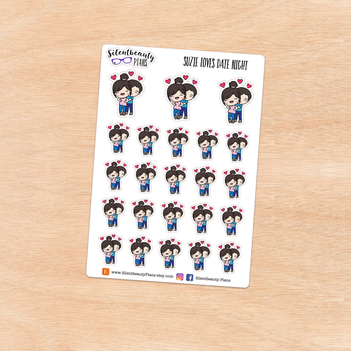 Suzie loves Date Night - Cute Girl Stickers