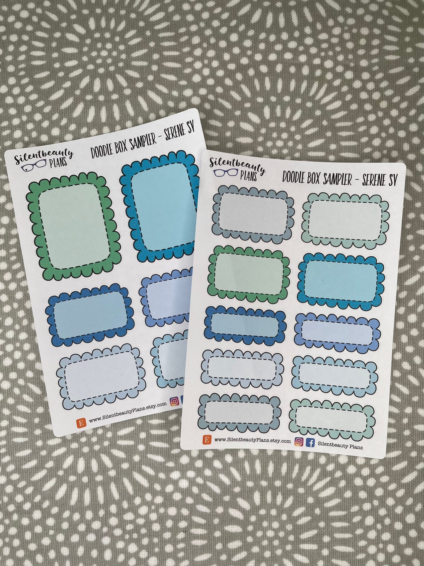 Serene Scalloped Mixed Boxes - 2 Planner Size Options | Hobonichi Cousin, Standard Vertical, Happy Planner, Vertical, Planner Stickers, UK