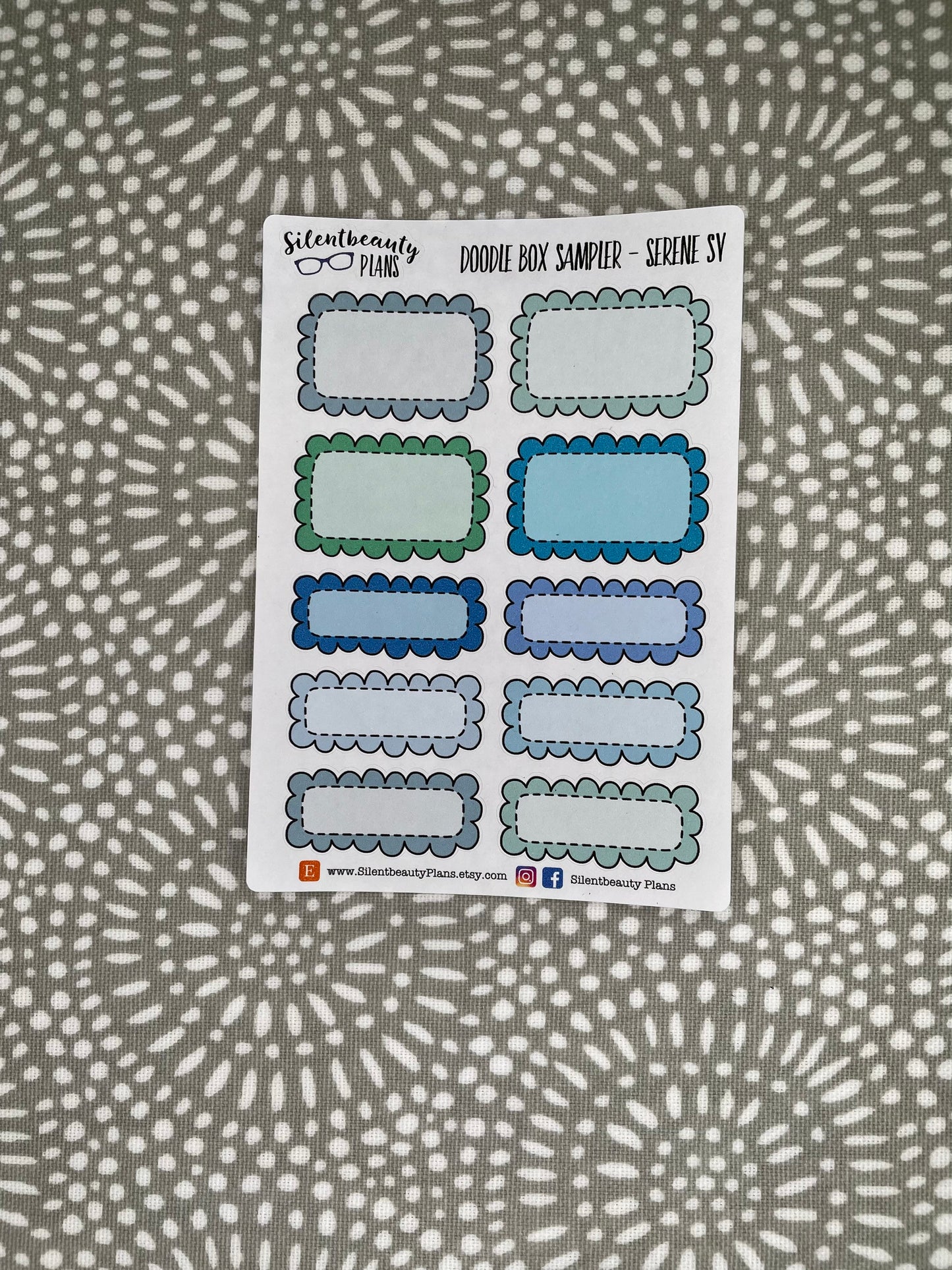 Serene Scalloped Mixed Boxes - 2 Planner Size Options | Hobonichi Cousin, Standard Vertical, Happy Planner, Vertical, Planner Stickers, UK