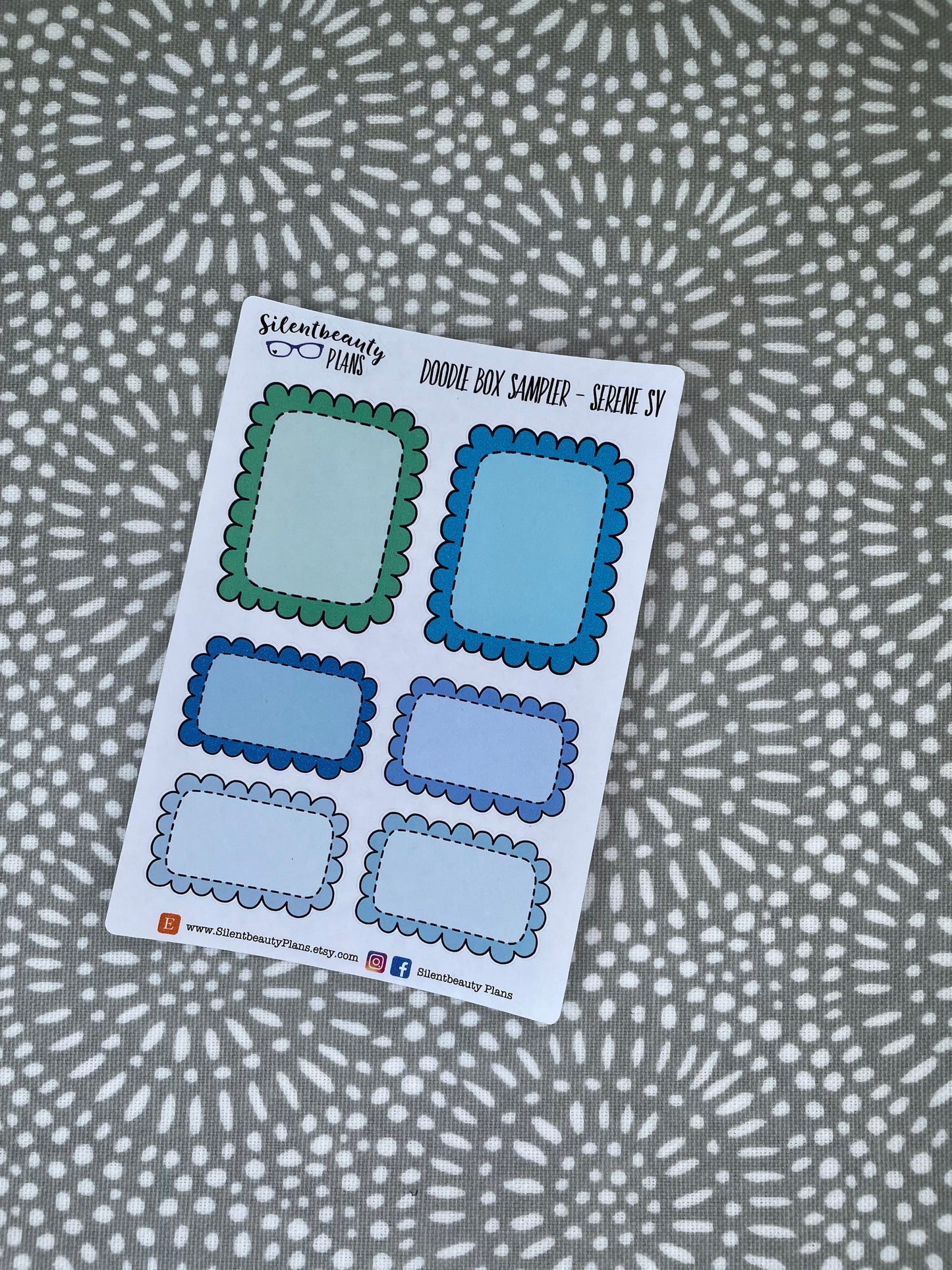 Serene Scalloped Mixed Boxes - 2 Planner Size Options | Hobonichi Cousin, Standard Vertical, Happy Planner, Vertical, Planner Stickers, UK