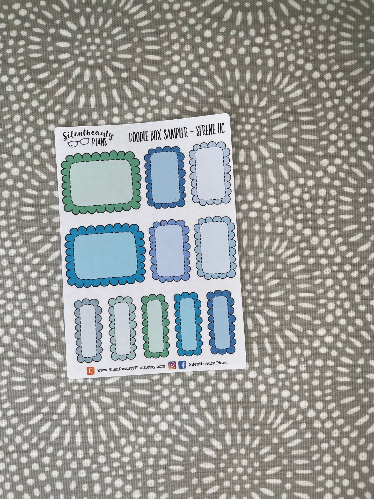 Serene Scalloped Mixed Boxes - 2 Planner Size Options | Hobonichi Cousin, Standard Vertical, Happy Planner, Vertical, Planner Stickers, UK