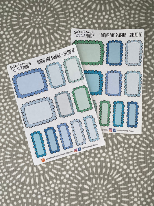 Serene Scalloped Mixed Boxes - 2 Planner Size Options | Hobonichi Cousin, Standard Vertical, Happy Planner, Vertical, Planner Stickers, UK