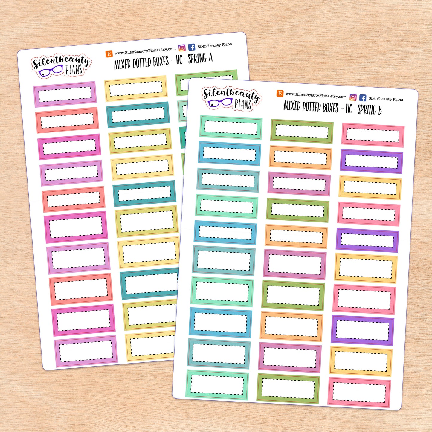 Stitched 1/3 and 1/4 boxes | 2 Sizes | 6 Colour Palettes