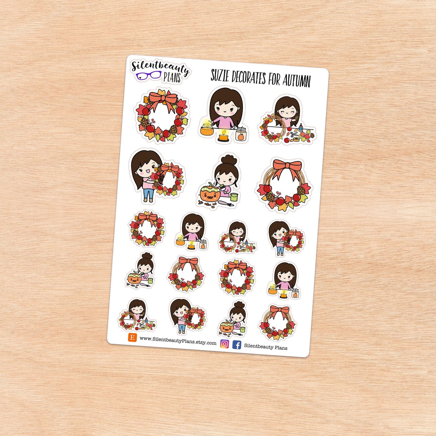 Suzie Decorates for Autumn - Cute Girl Stickers