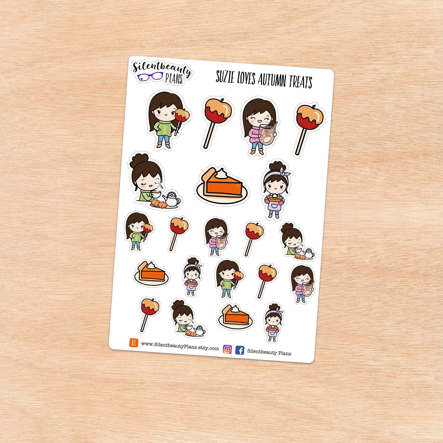 Suzie loves Autumn Treats - Cute Girl Stickers
