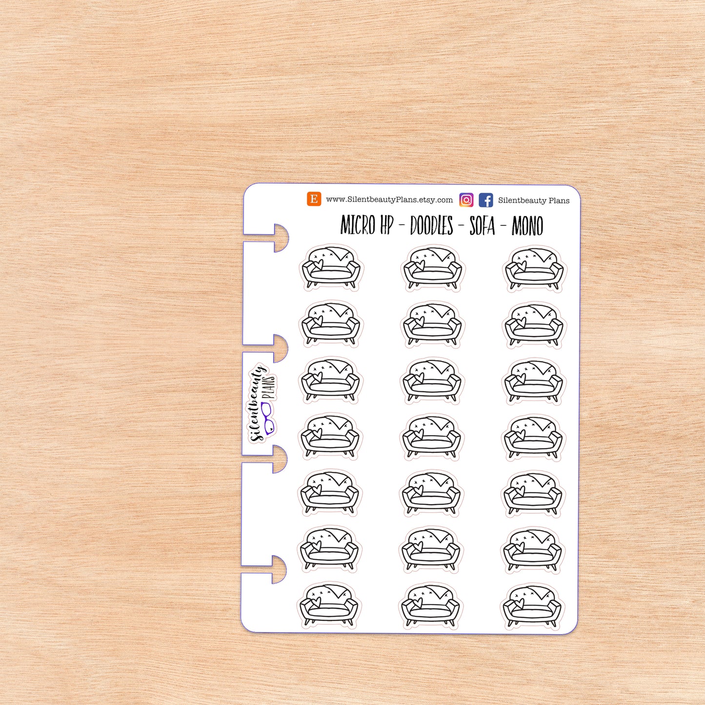 Doodle Sofa Stickers | 4 Colour Options | Micro Disc