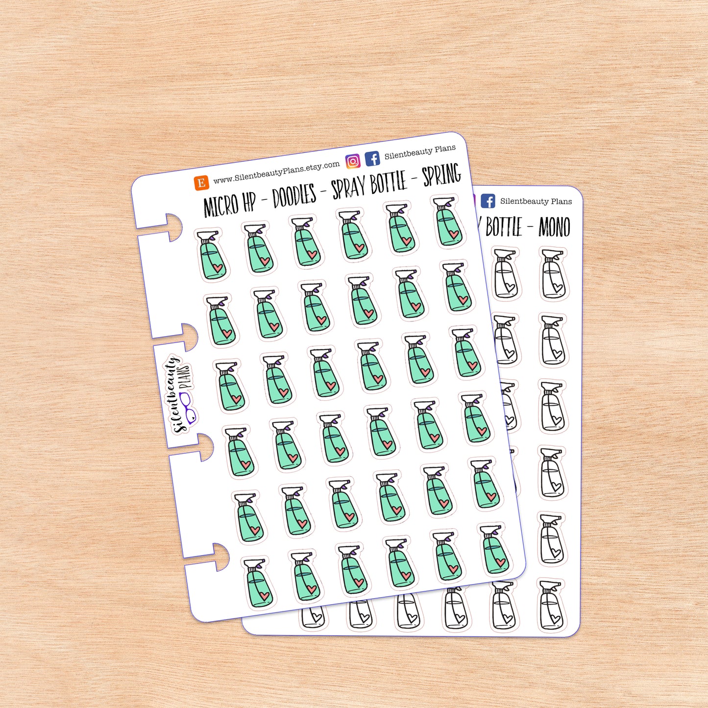 Doodle Spray Bottle Stickers | 4 Colour Options | Micro Disc