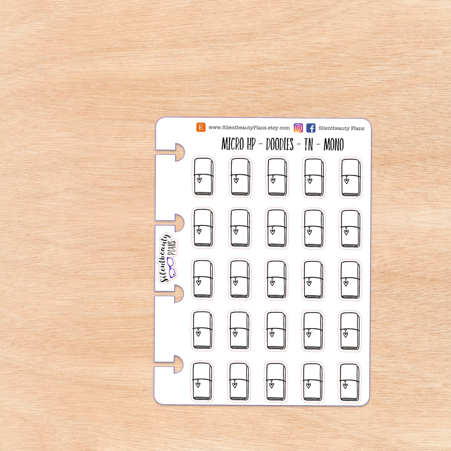 Doodle TN - Travelers Notebook Stickers | 4 Colour Options | Micro Disc