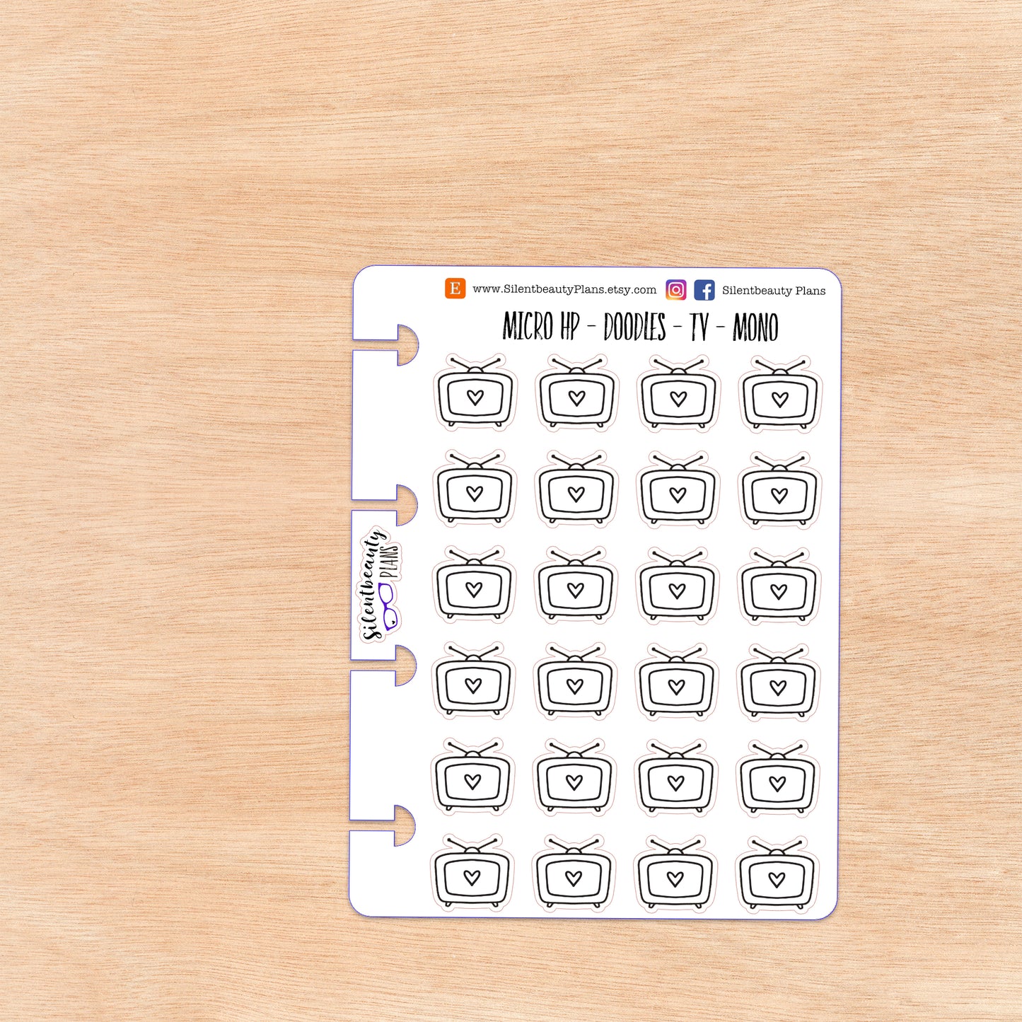 Doodle TV - Cute Television Stickers | 4 Colour Options | Micro Disc