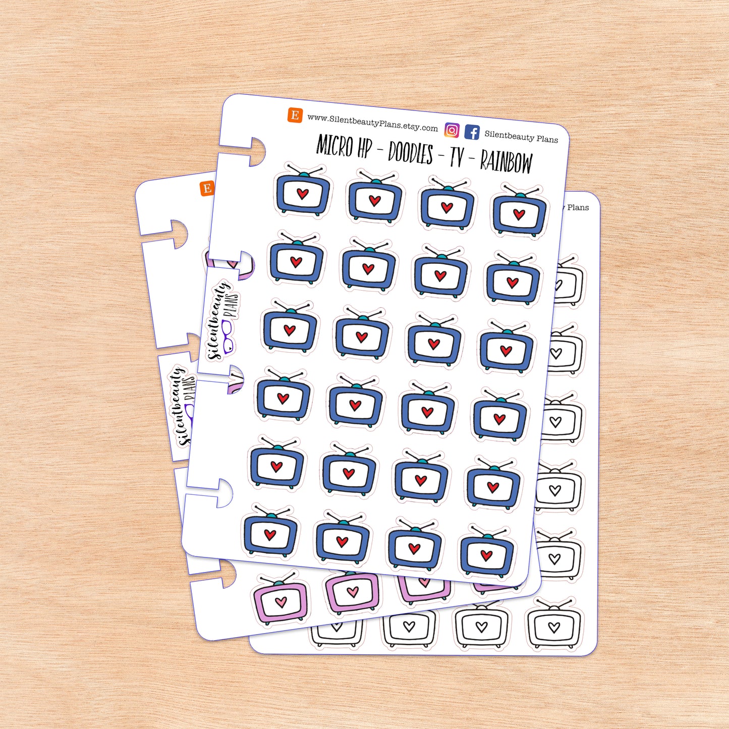 Doodle TV - Cute Television Stickers | 4 Colour Options | Micro Disc