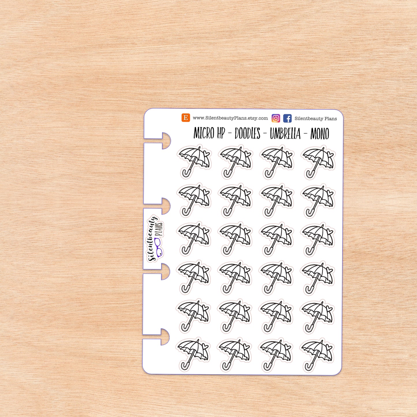 Doodle Umbrella Stickers | 4 Colour Options | Micro Disc