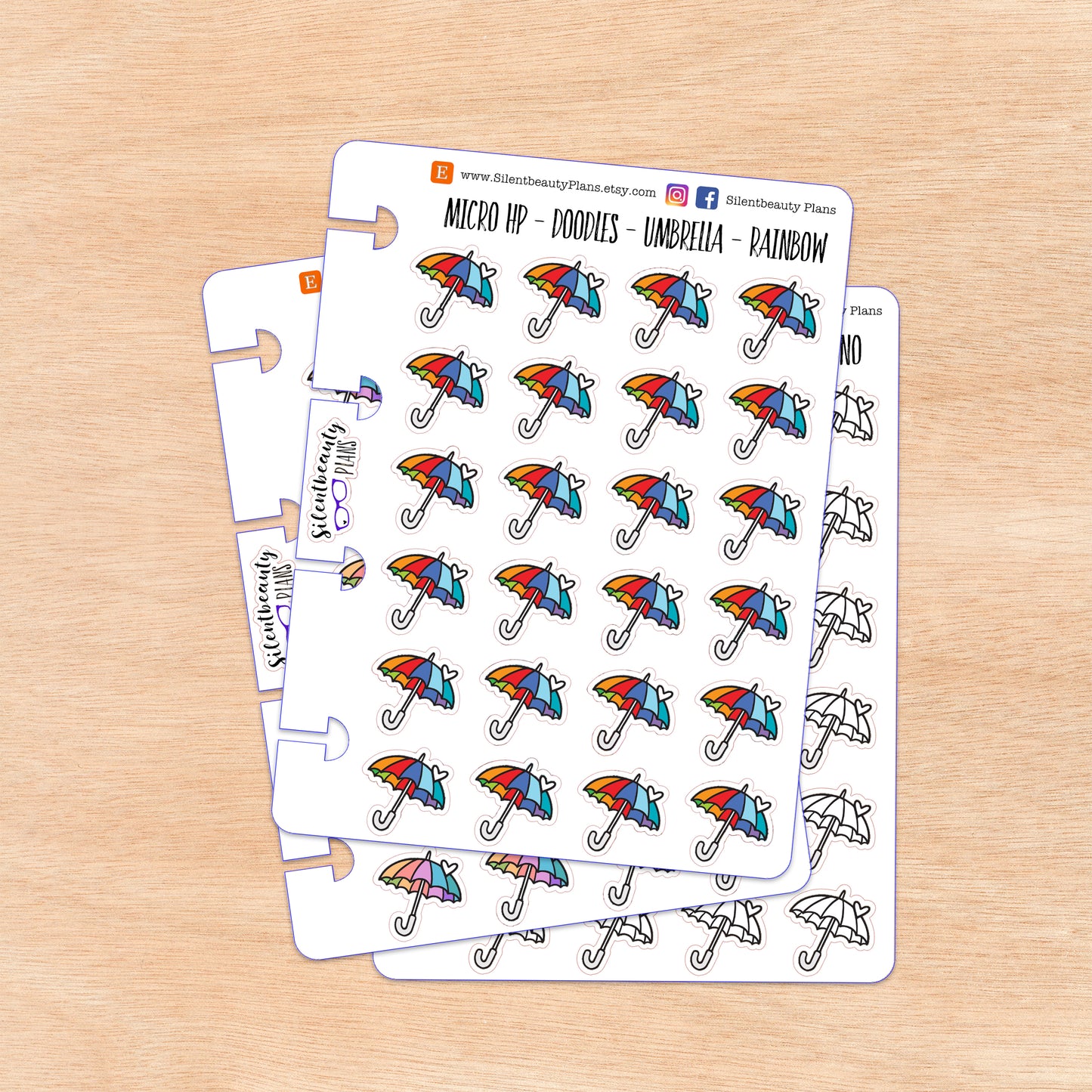 Doodle Umbrella Stickers | 4 Colour Options | Micro Disc
