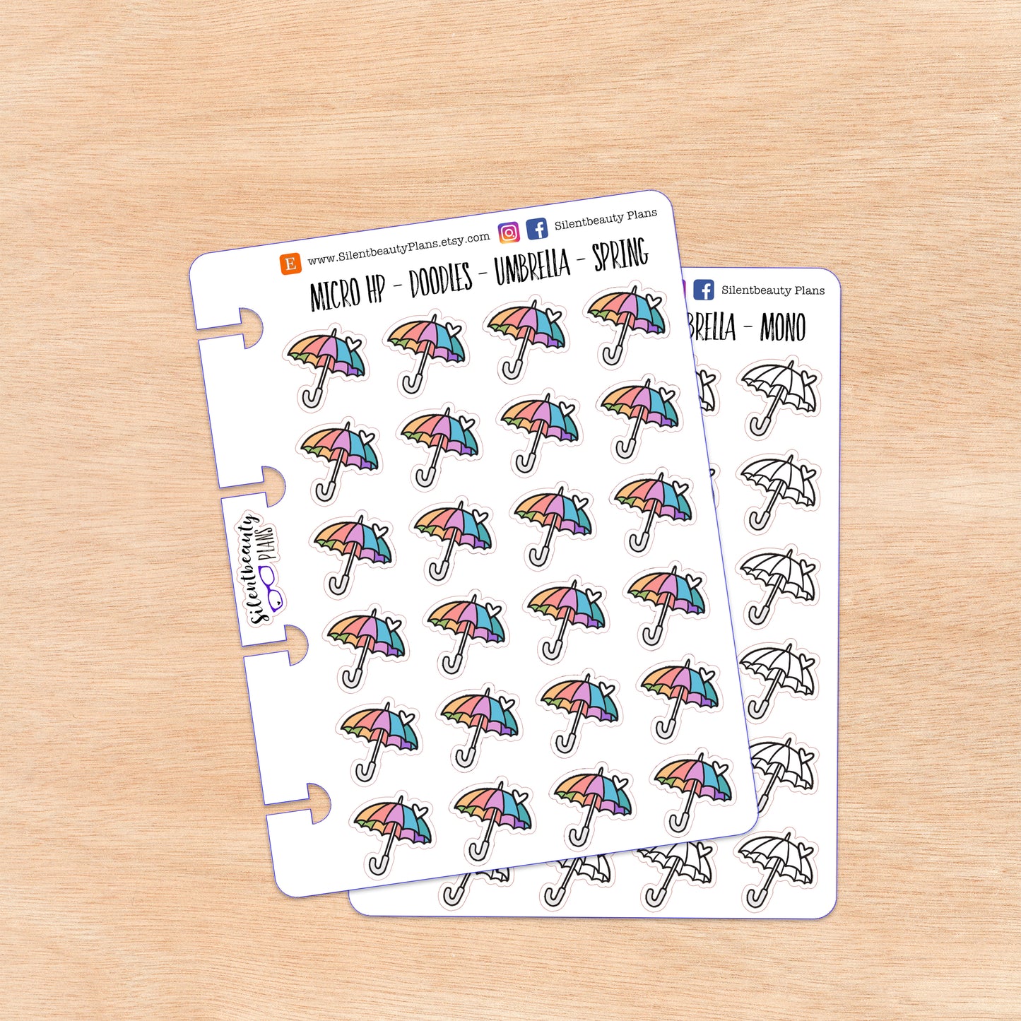 Doodle Umbrella Stickers | 4 Colour Options | Micro Disc