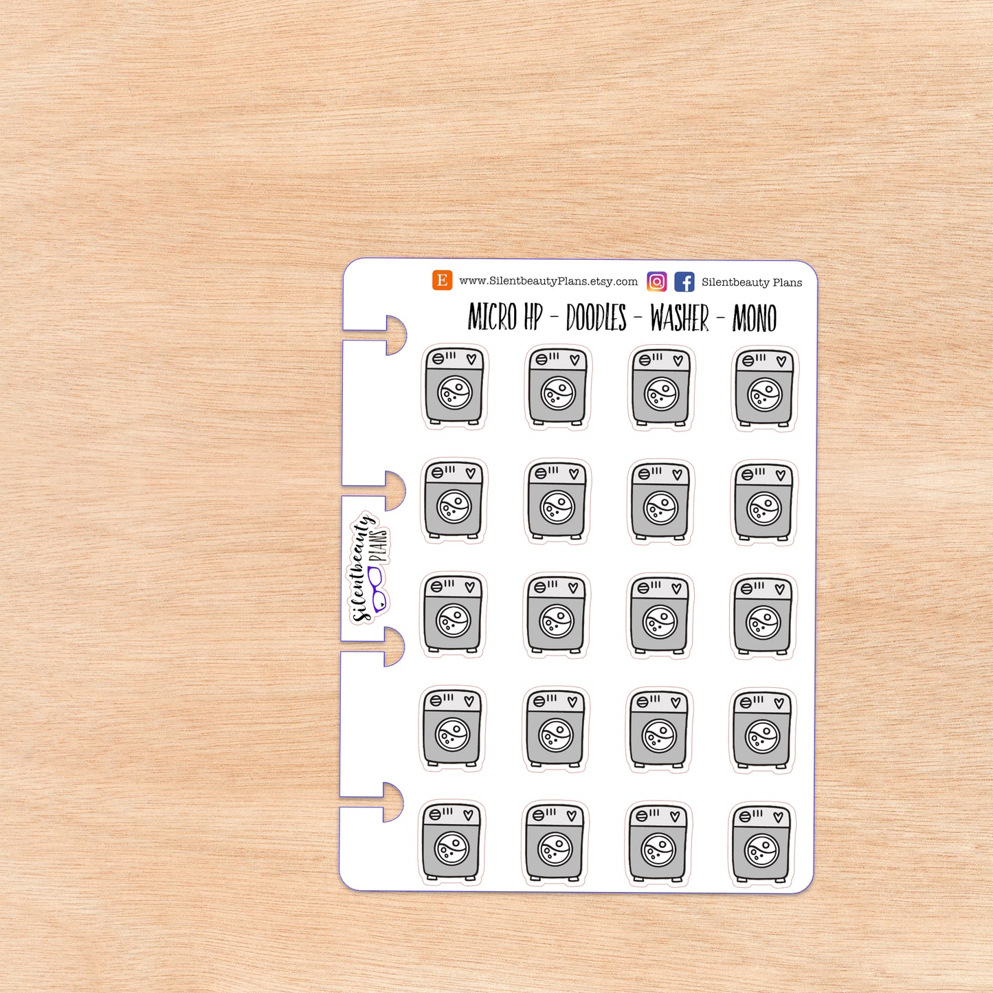 Doodle Washer - Washing Machine Stickers | 4 Colour Options | Micro Disc