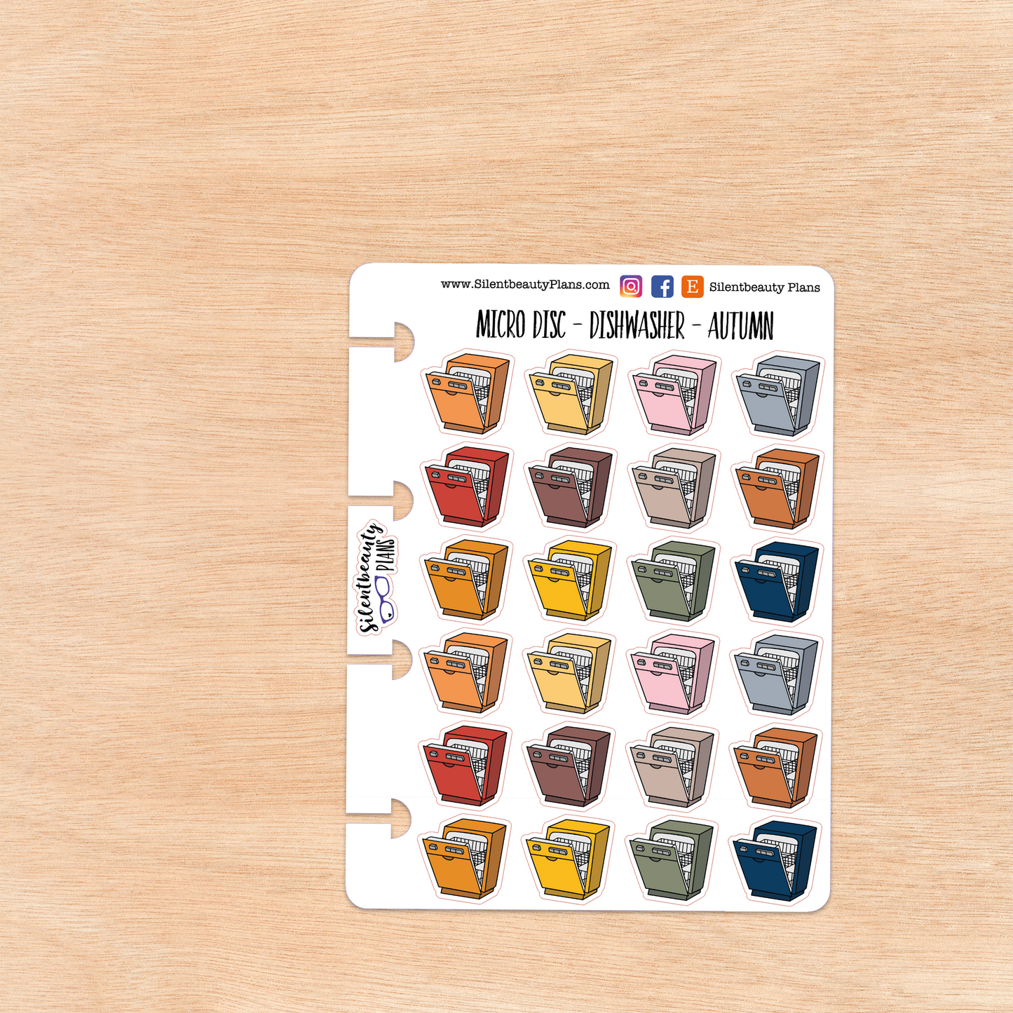 Dishwasher Icon Stickers | 2 Sizes | 4 Colour Options