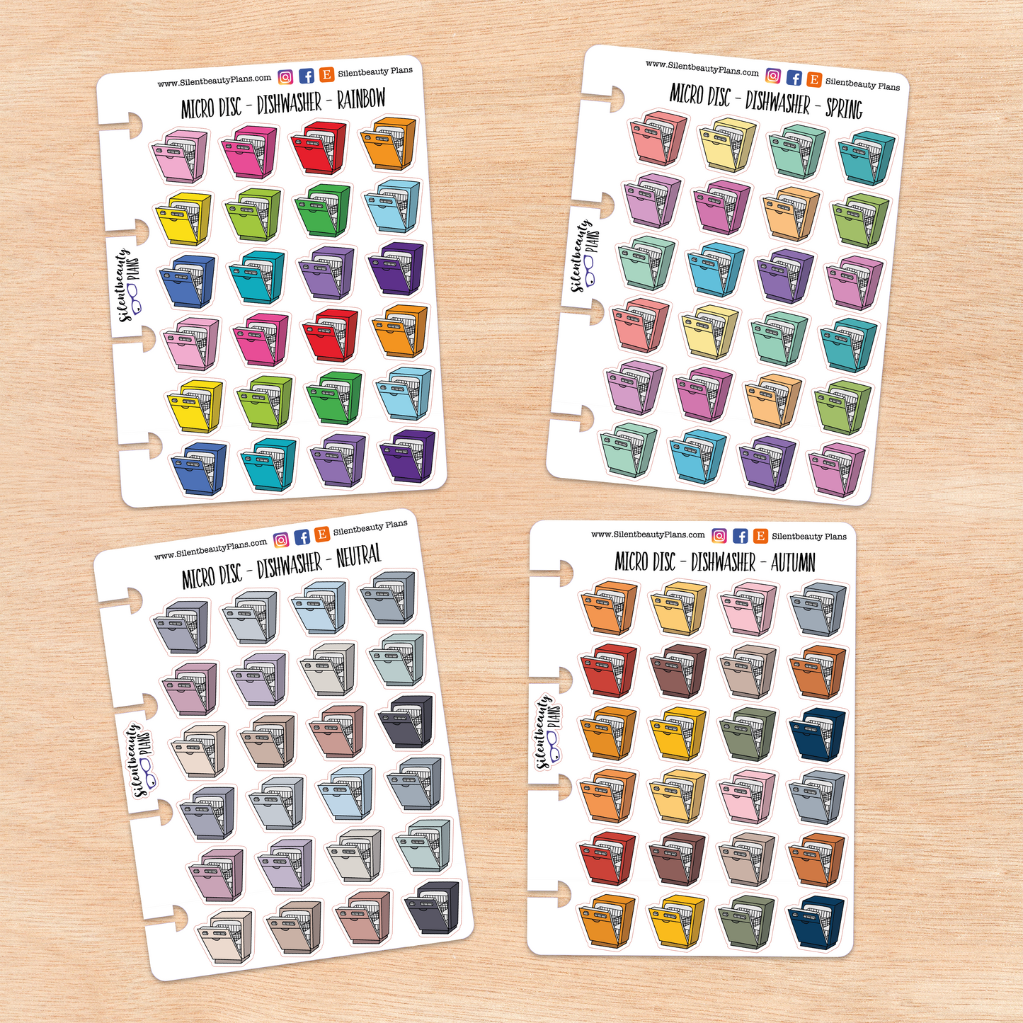 Dishwasher Icon Stickers | 2 Sizes | 4 Colour Options