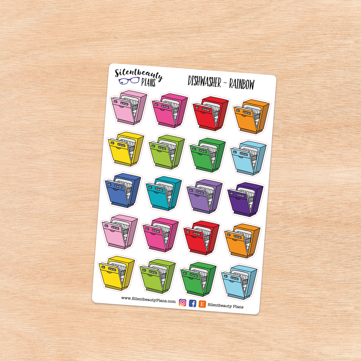 Dishwasher Icon Stickers | 2 Sizes | 4 Colour Options