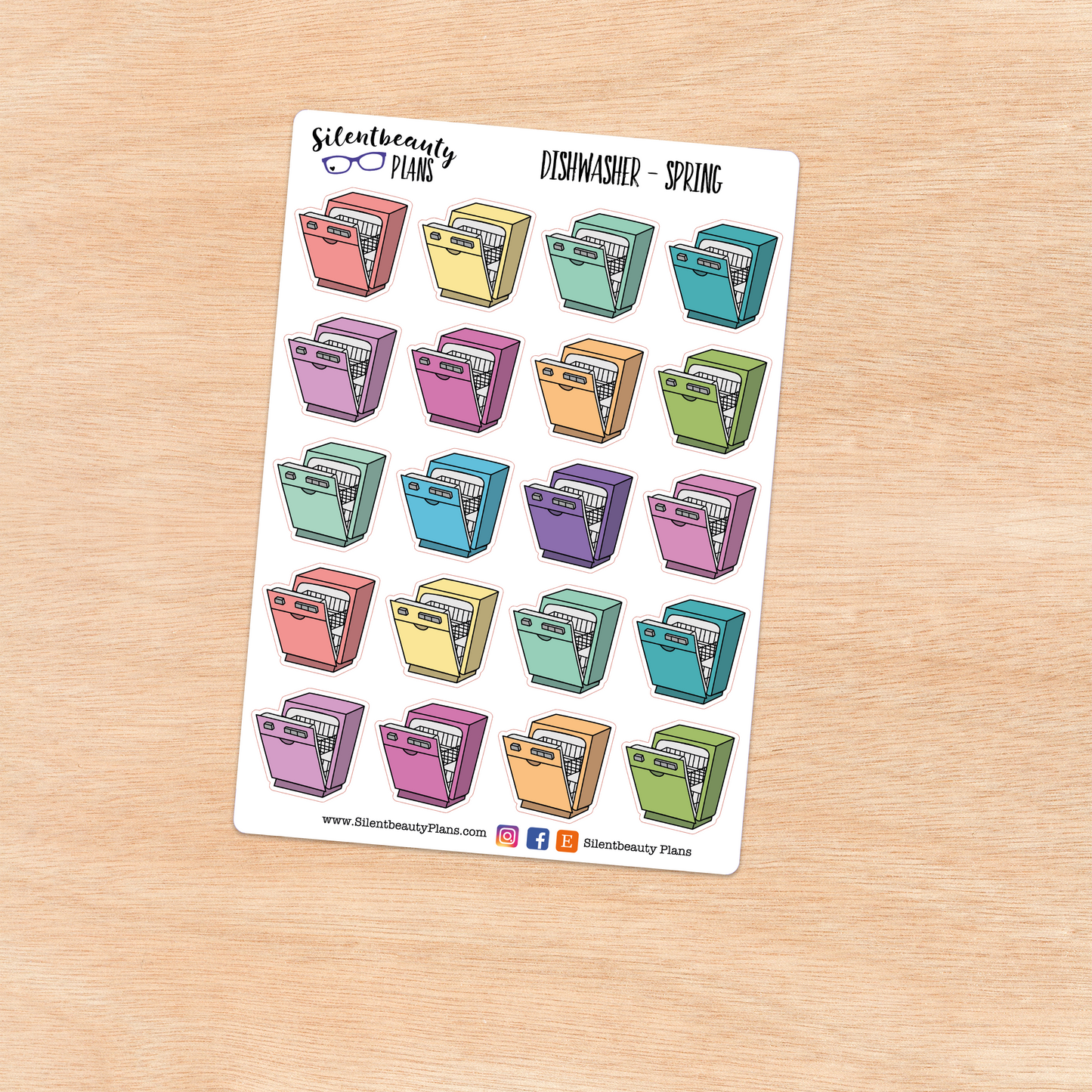 Dishwasher Icon Stickers | 2 Sizes | 4 Colour Options