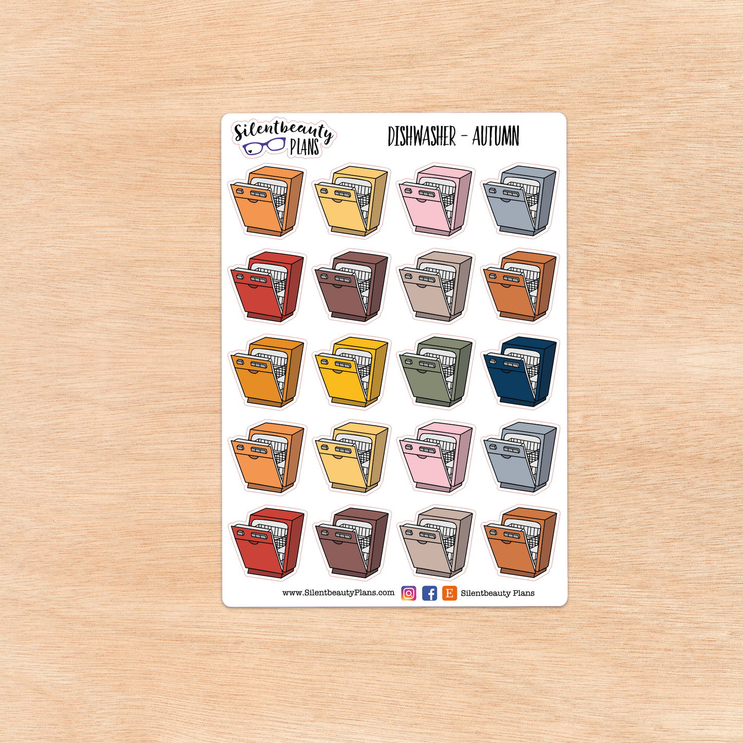 Dishwasher Icon Stickers | 2 Sizes | 4 Colour Options