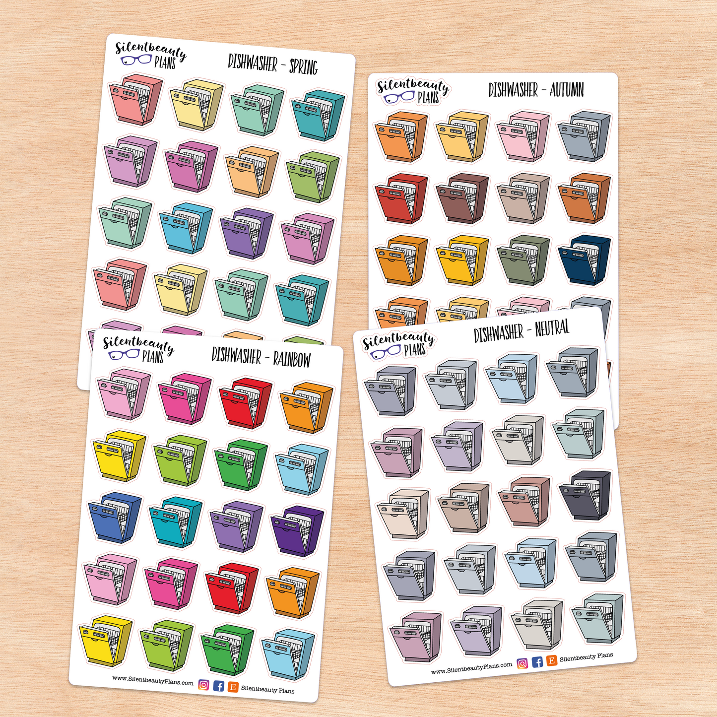 Dishwasher Icon Stickers | 2 Sizes | 4 Colour Options