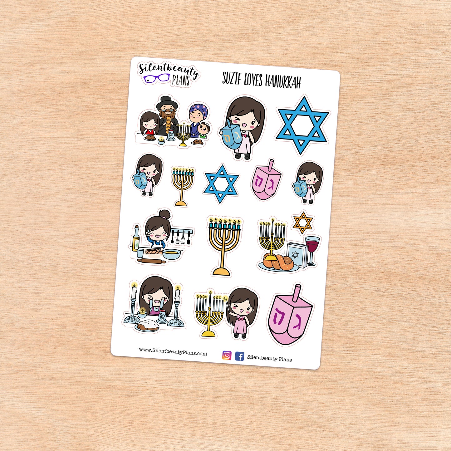 Suzie Loves Hanukkah - Cute Girl Stickers