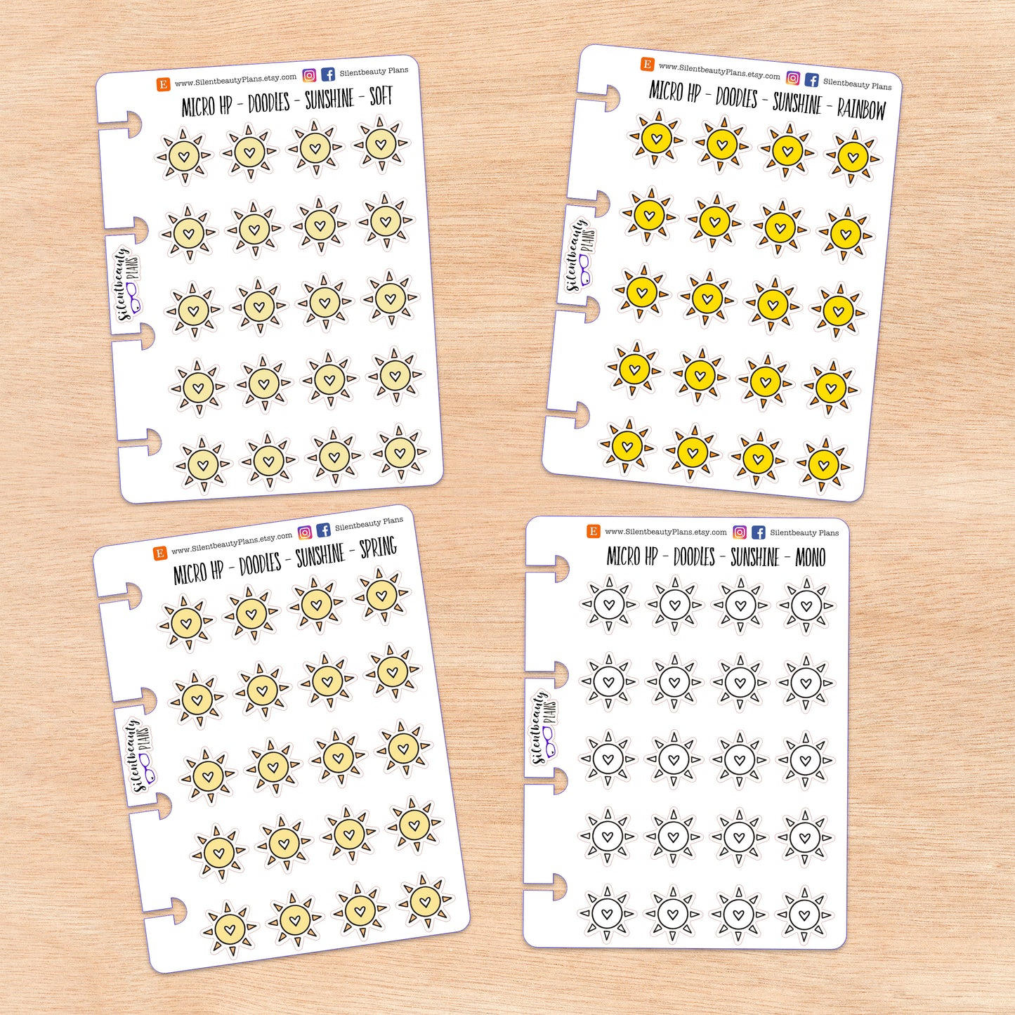 Doodle Sunshine Stickers | 4 Colour Options | Micro Disc