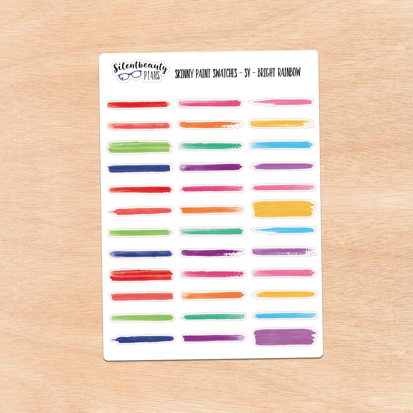 Bright Rainbow Palette Paint Swatch Journaling Stickers | 3 Sheet Options