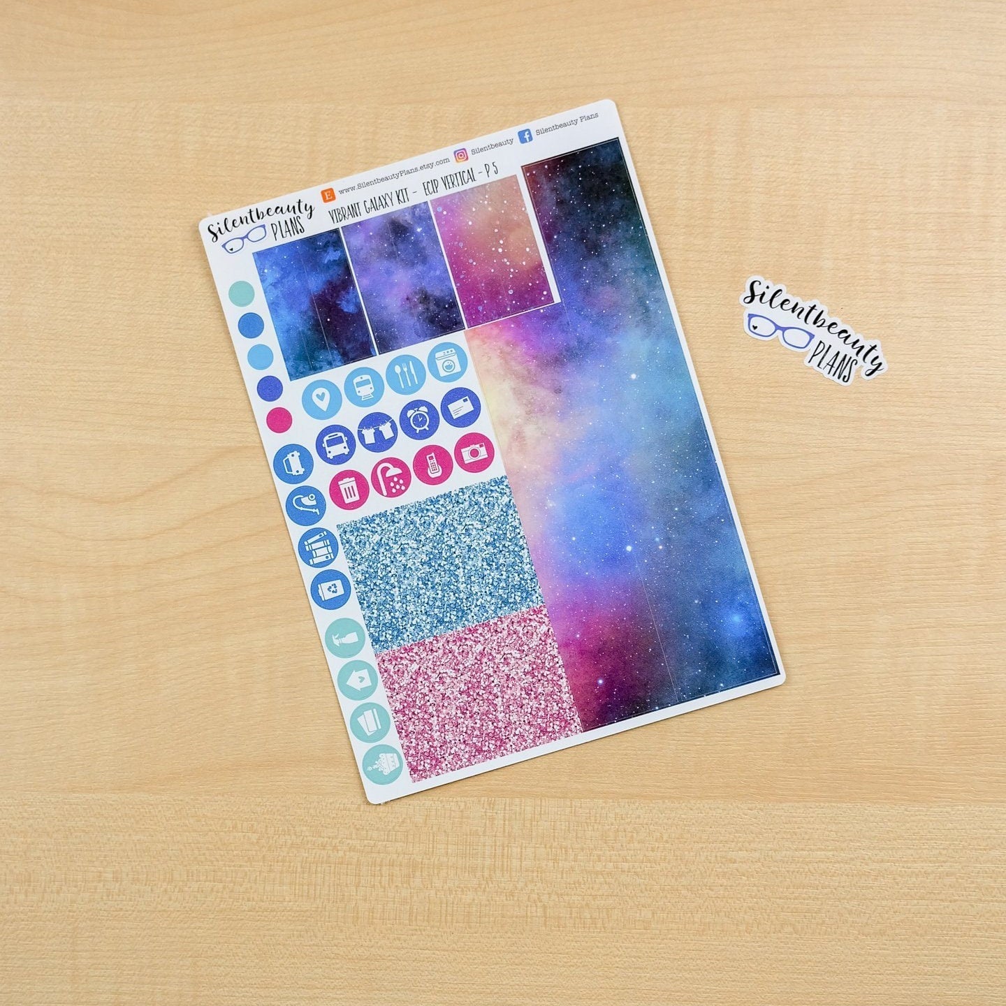Vibrant Galaxy Sticker Kit - Standard Vertical, Vertical, Planner Stickers, UK