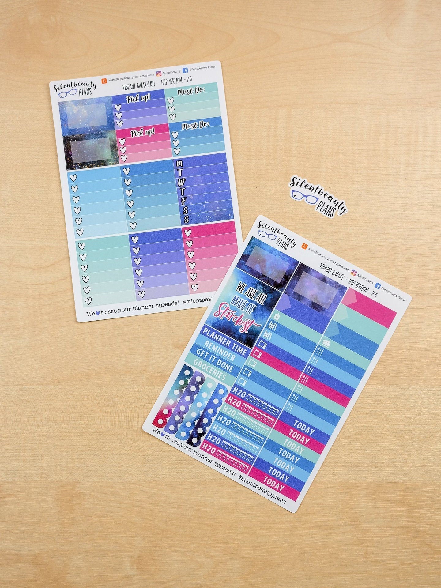 Vibrant Galaxy Sticker Kit - Standard Vertical, Vertical, Planner Stickers, UK