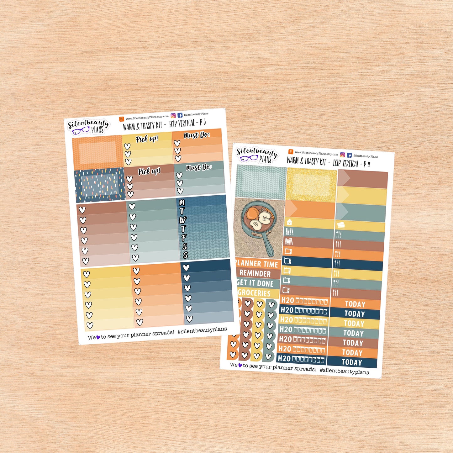 Warm & Toasty Weekly Sticker Kit - Standard Vertical, Vertical, Planner Stickers, UK