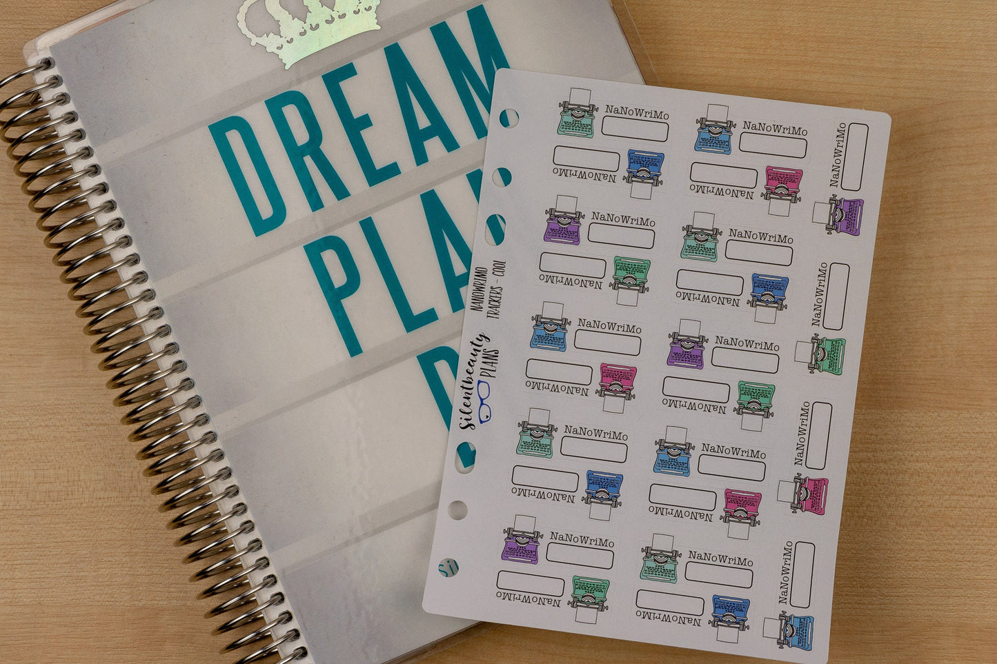 NaNoWriMo Tracker Stickers,  NaNoWriMo Word Count Stickers, Typewriter, Planner Stickers, Filofax, Kikki-K, Erin Condren, Happy Planner, UK