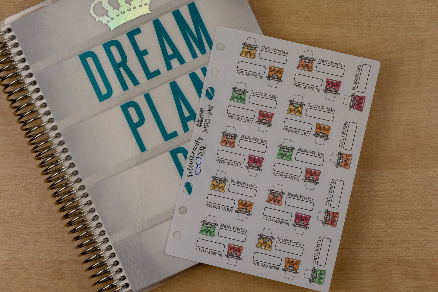 NaNoWriMo Tracker Stickers,  NaNoWriMo Word Count Stickers, Typewriter, Planner Stickers, Filofax, Kikki-K, Erin Condren, Happy Planner, UK