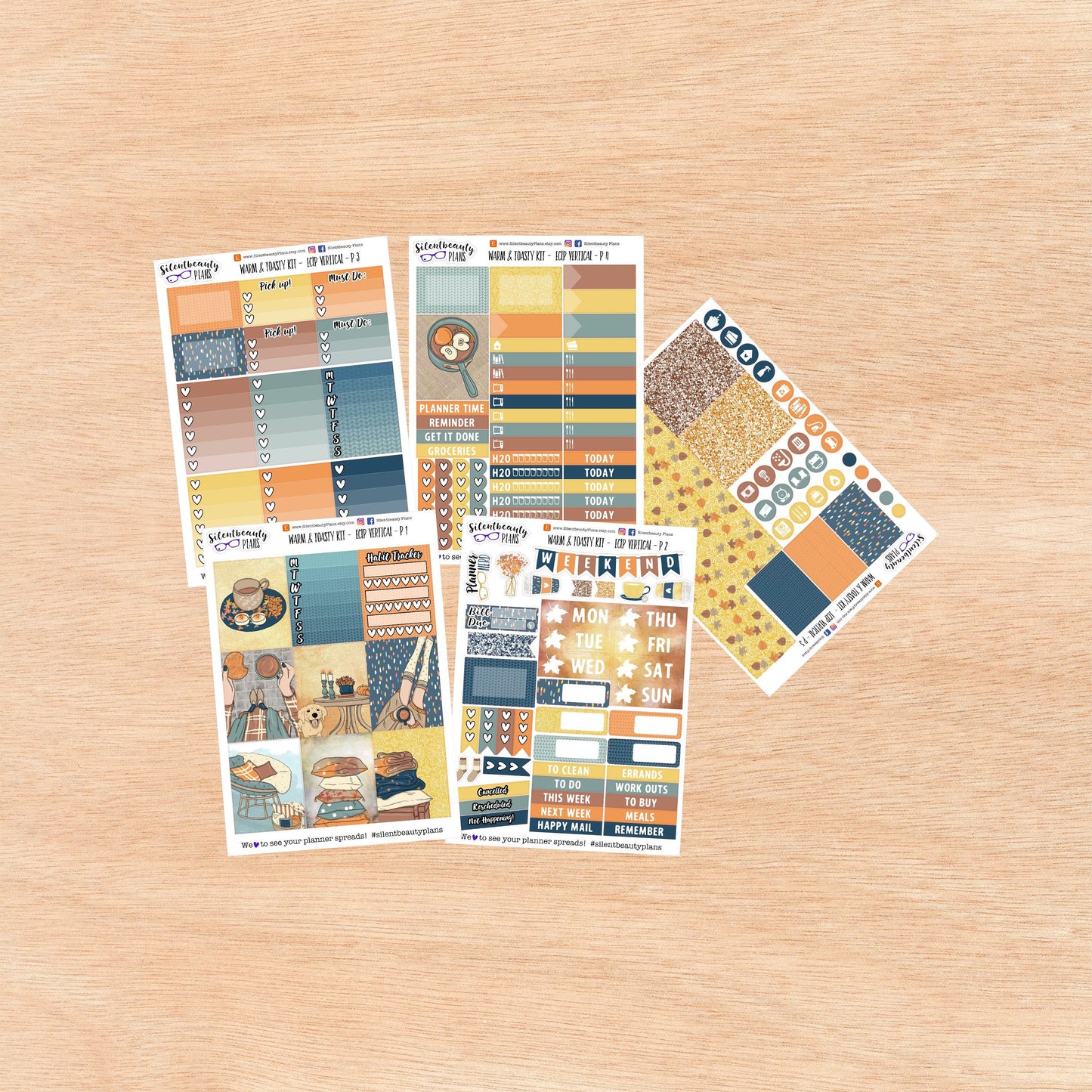 Warm & Toasty Weekly Sticker Kit - Standard Vertical, Vertical, Planner Stickers, UK