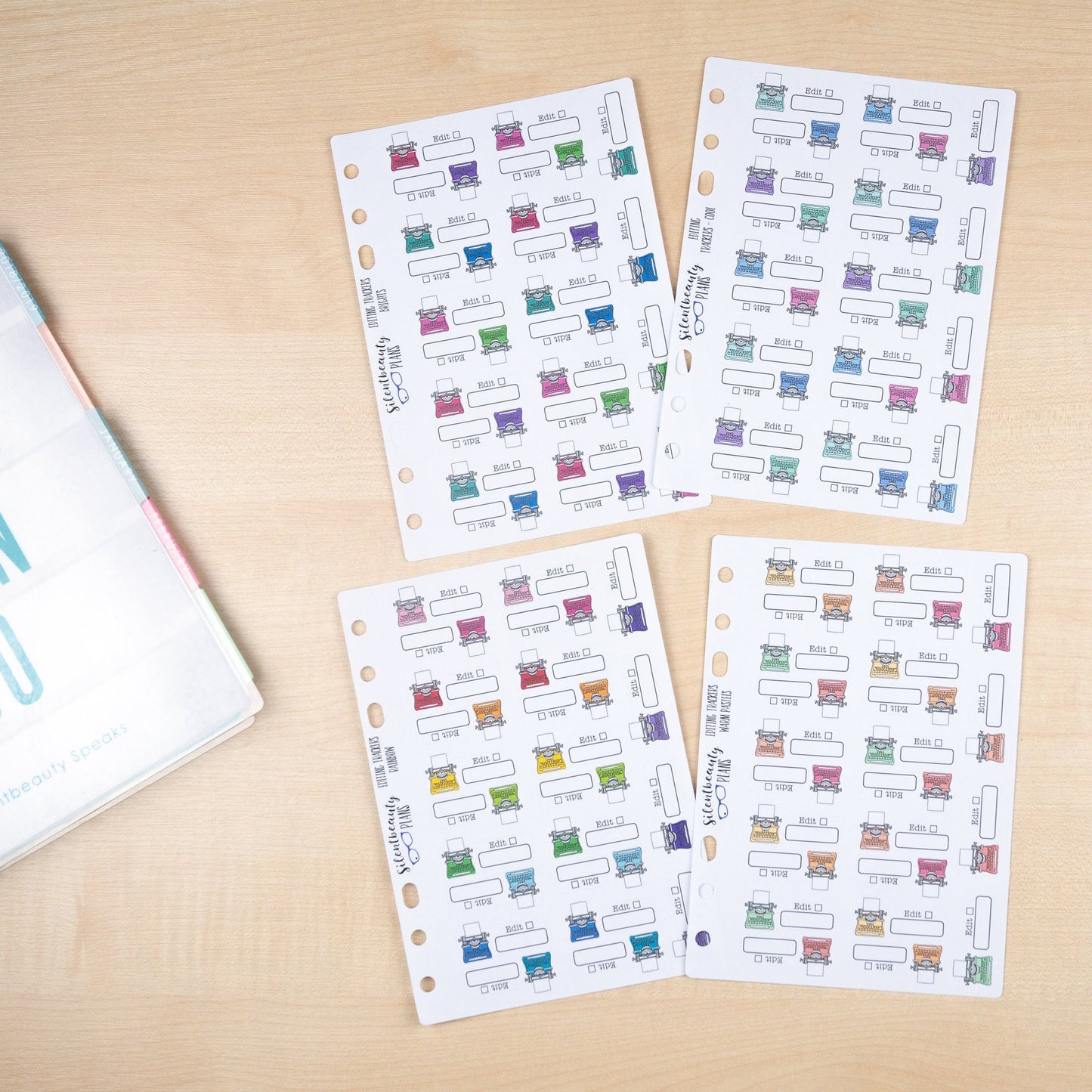 Editing Tracker Stickers, Typewriter, Word Count Stickers, Planner Stickers, Filofax, Kikki-K, Erin Condren, Happy Planner, UK