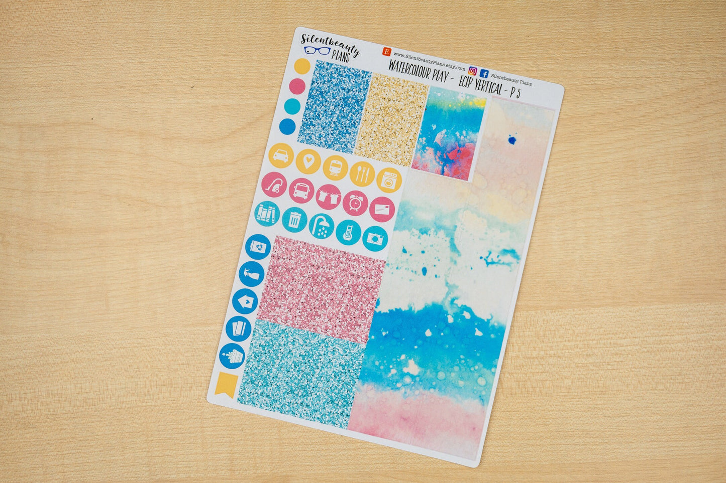 Watercolour Play WeeklySticker Kit - Standard Vertical, Vertical, Planner Stickers, UK