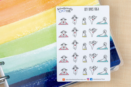 Lily loves Yoga - Cute Girl Stickers