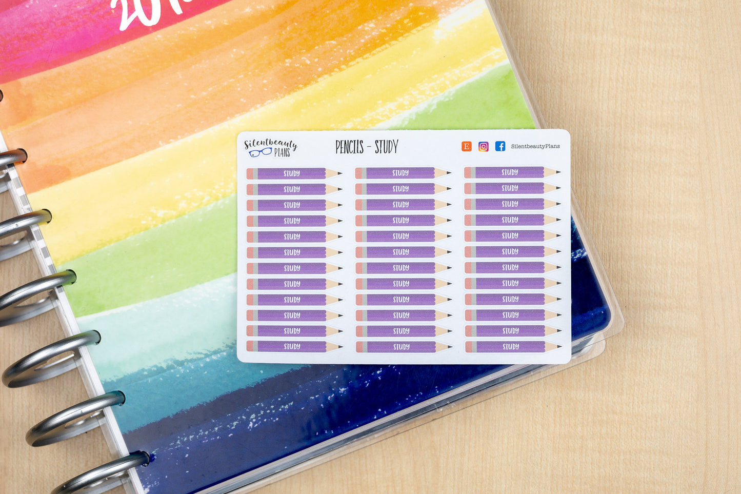 Skinny Pencil Stickers - Study - Planner Stickers, UK