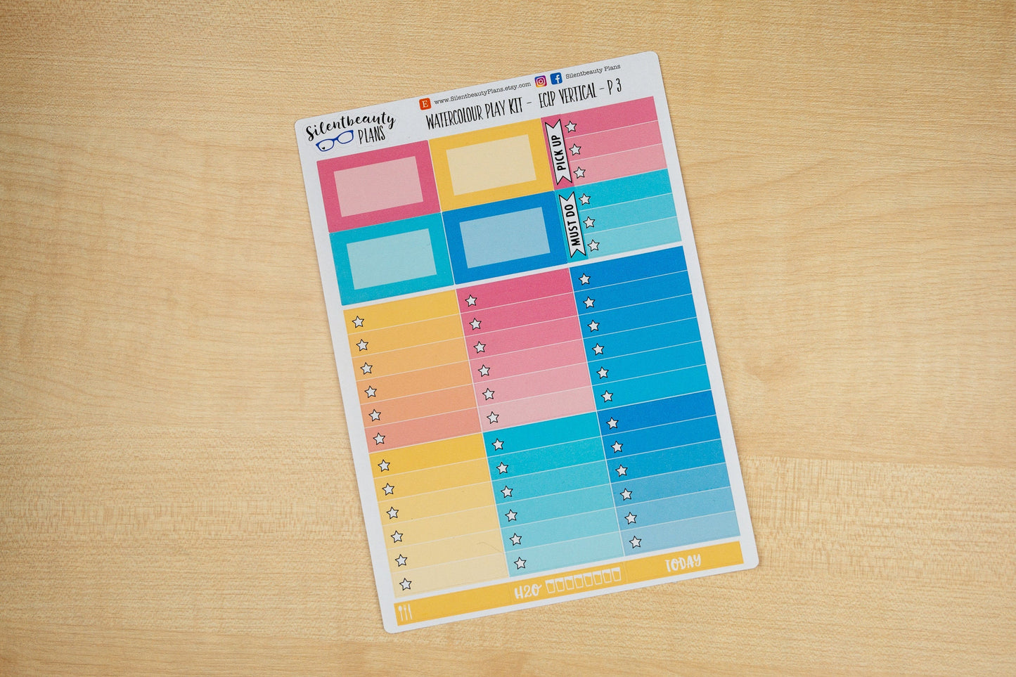 Watercolour Play WeeklySticker Kit - Standard Vertical, Vertical, Planner Stickers, UK