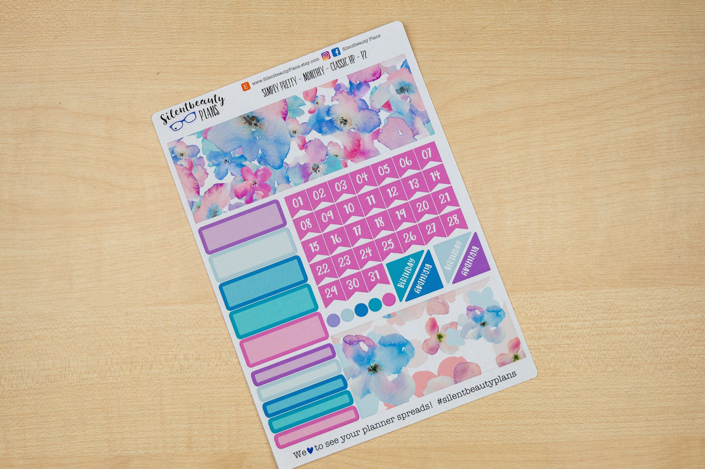 Simply Pretty Sticker Monthly Kit - Pick your Month & Start - Classic Happy Planner, Vertical, Planner Stickers, UK