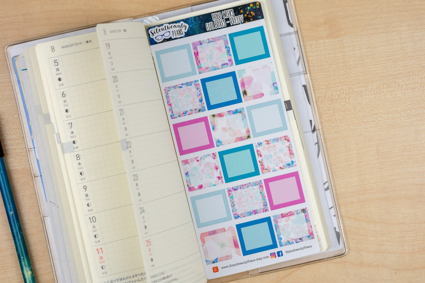 Full Boxes - 3 Colour Palettes - Hobonichi Weeks, Planner Stickers, UK