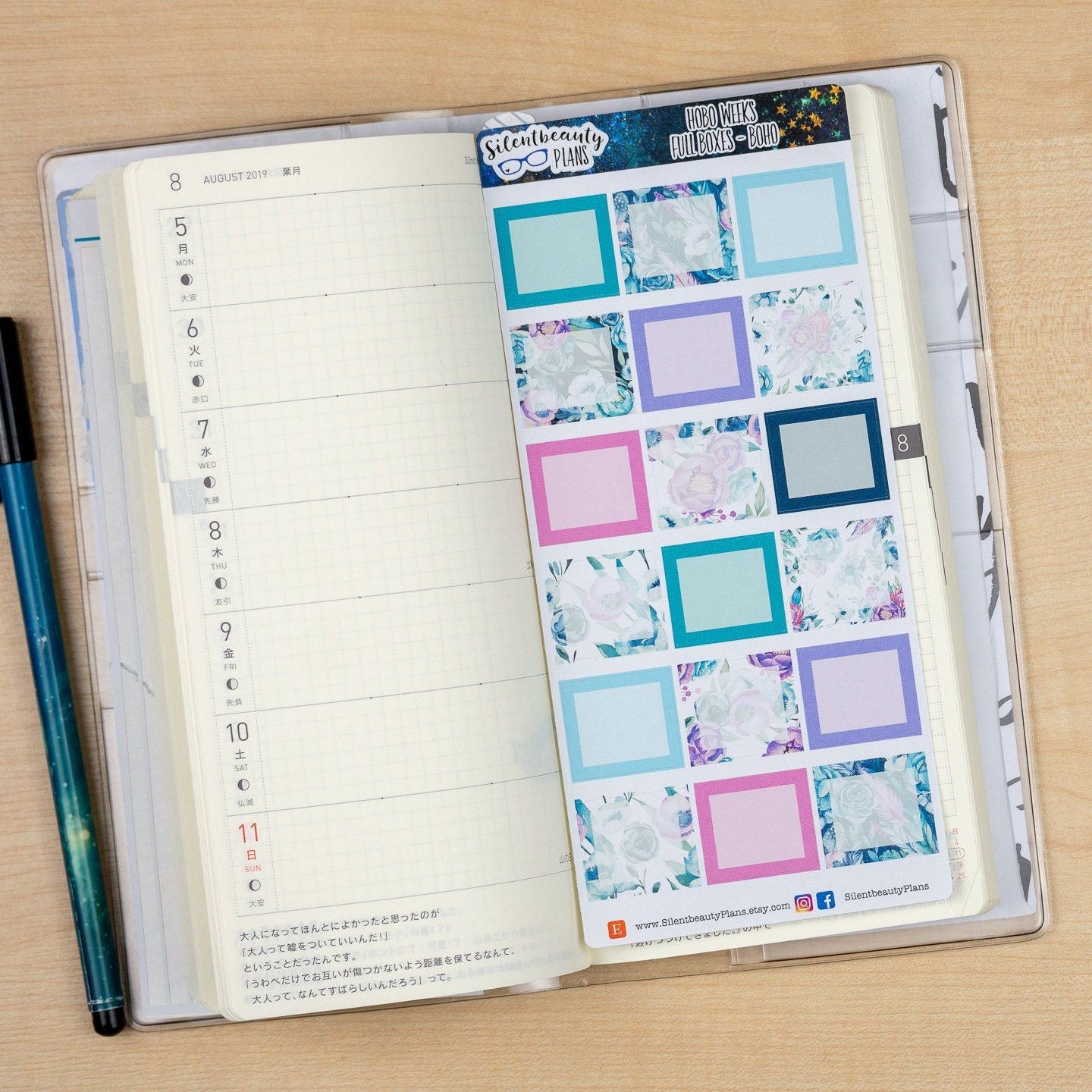 Full Boxes - 3 Colour Palettes - Hobonichi Weeks, Planner Stickers, UK